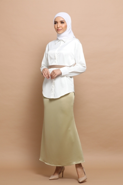 Mermaid Satin Skirt in Matcha Mermaid Satin Skirt in Matcha